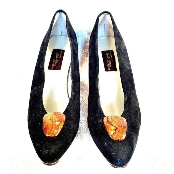 SESTO MEUCCI BLACK SUEDE w POLISHED MAHOGANY S-9.5 - Picture 1 of 7